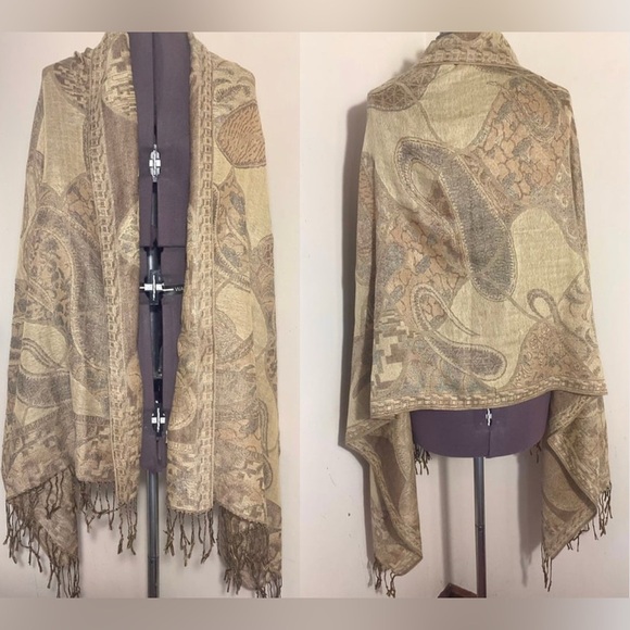 Pashmina Scarf Wrap Shawl Bundle Set Of 3 Paisley Polka Dot Soft Fringed 70”x27” - Picture 2 of 16